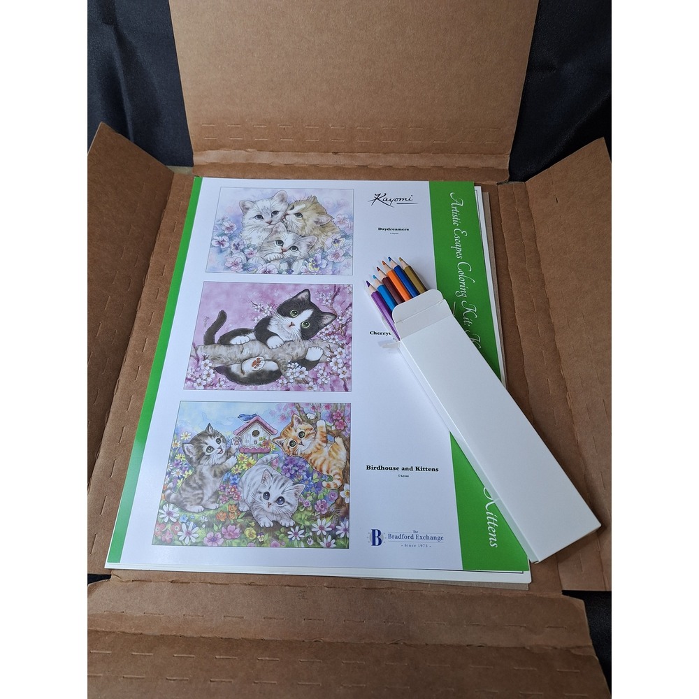 Bradford Exchange Kayomi Harai Artistic Escapes Coloring Kit Kittens & Pencils